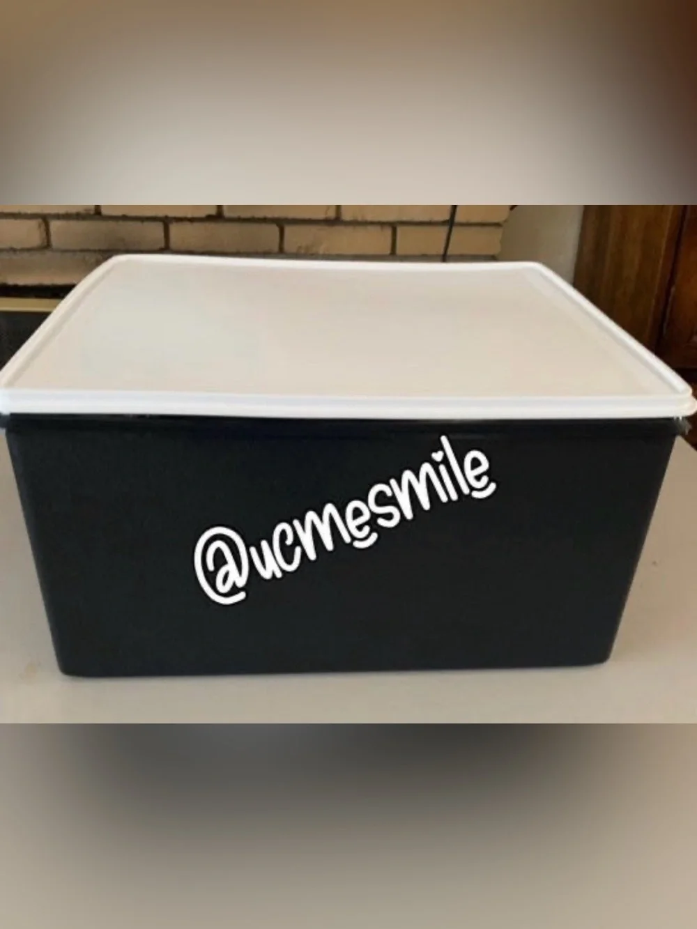 Tupperware Black w/White Seal Extra Jumbo Storage Rectangular Box
